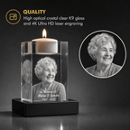 3D Crystal Candle Holder | Custom Engraved Memorial Keepsake - Laverina