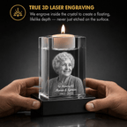 3D Crystal Candle Holder | Custom Engraved Memorial Keepsake - Laverina