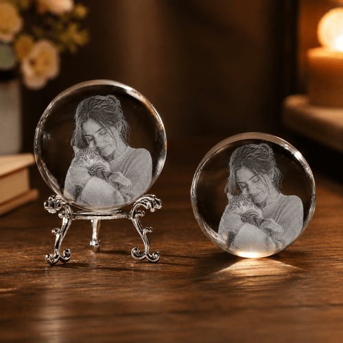 3D Laser Engraved Crystal Ball — Custom Photo - Laverina