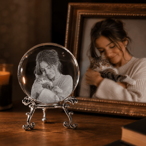 3D Laser Engraved Crystal Ball — Custom Photo - Laverina