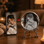 3D Laser Engraved Crystal Ball — Custom Photo - Laverina