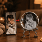 3D Laser Engraved Crystal Ball — Custom Photo - Laverina