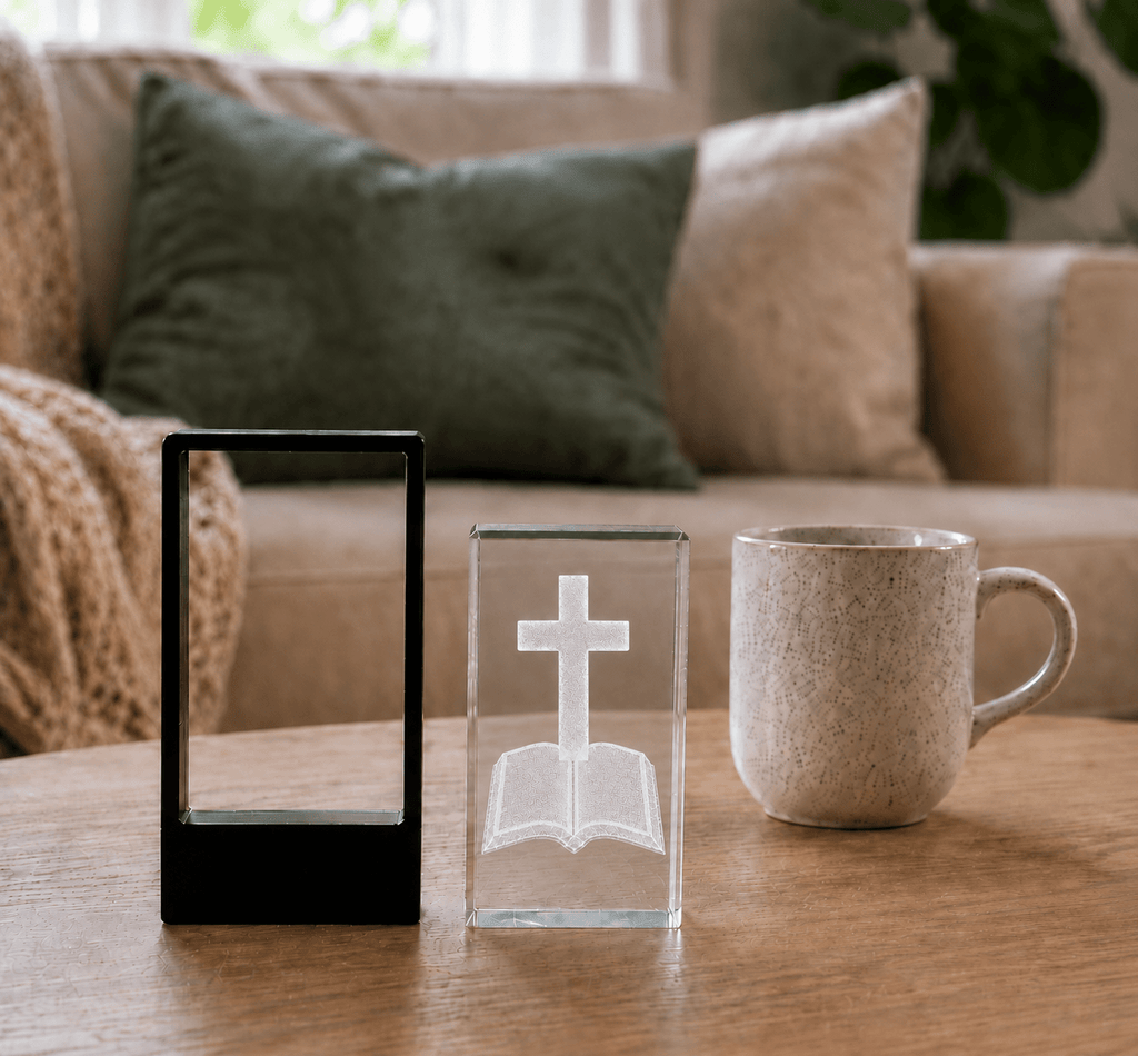 Cross with Bible Crystal Keepsake - Laverina