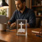 Cross with Bible Crystal Keepsake - Laverina