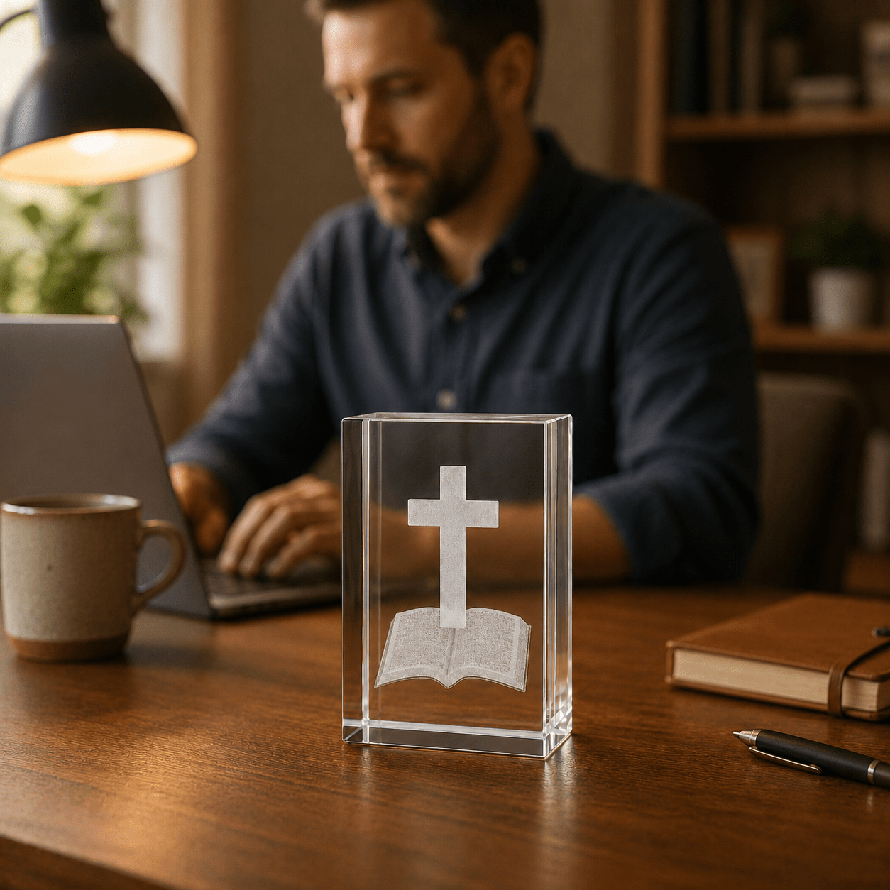 Cross with Bible Crystal Keepsake - Laverina