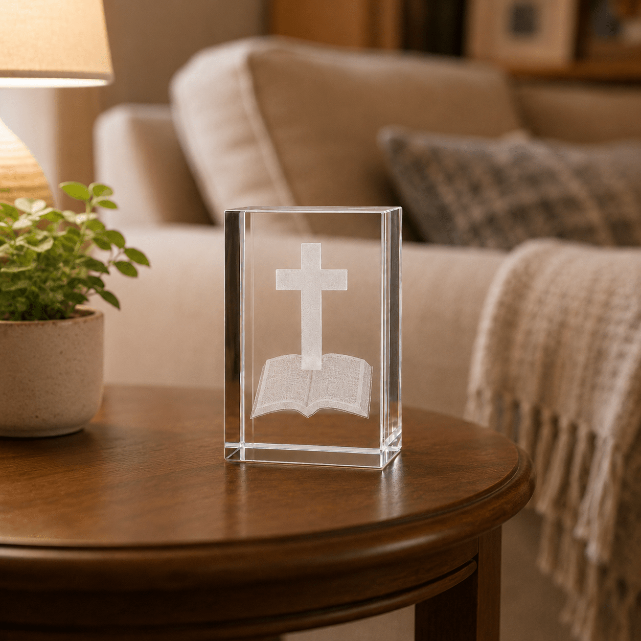 Cross with Bible Crystal Keepsake - Laverina