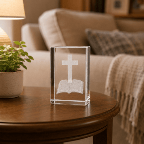 Cross with Bible Crystal Keepsake - Laverina