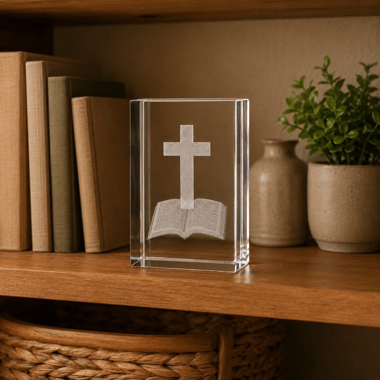 Cross with Bible Crystal Keepsake - Laverina