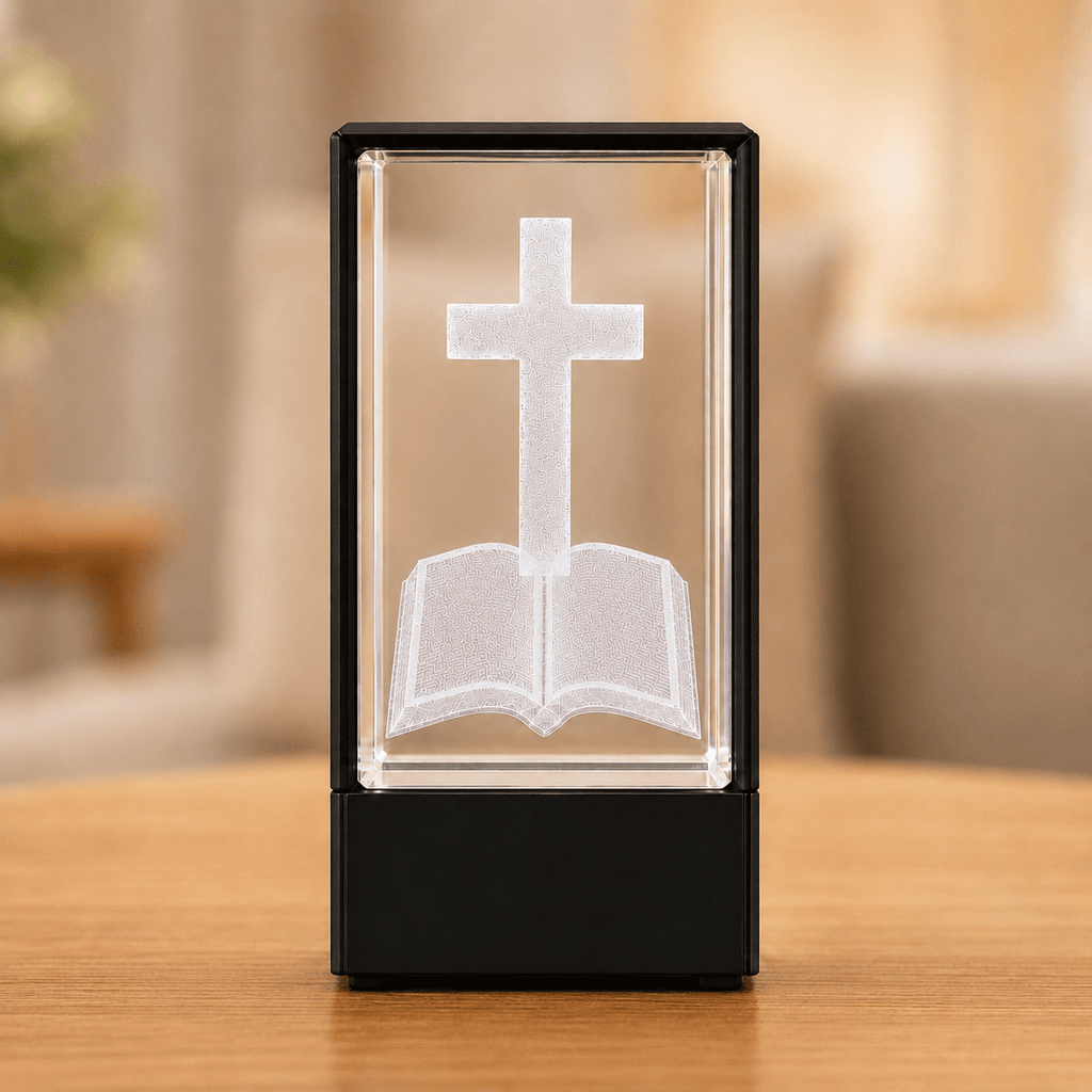 Cross with Bible Crystal Keepsake - Laverina
