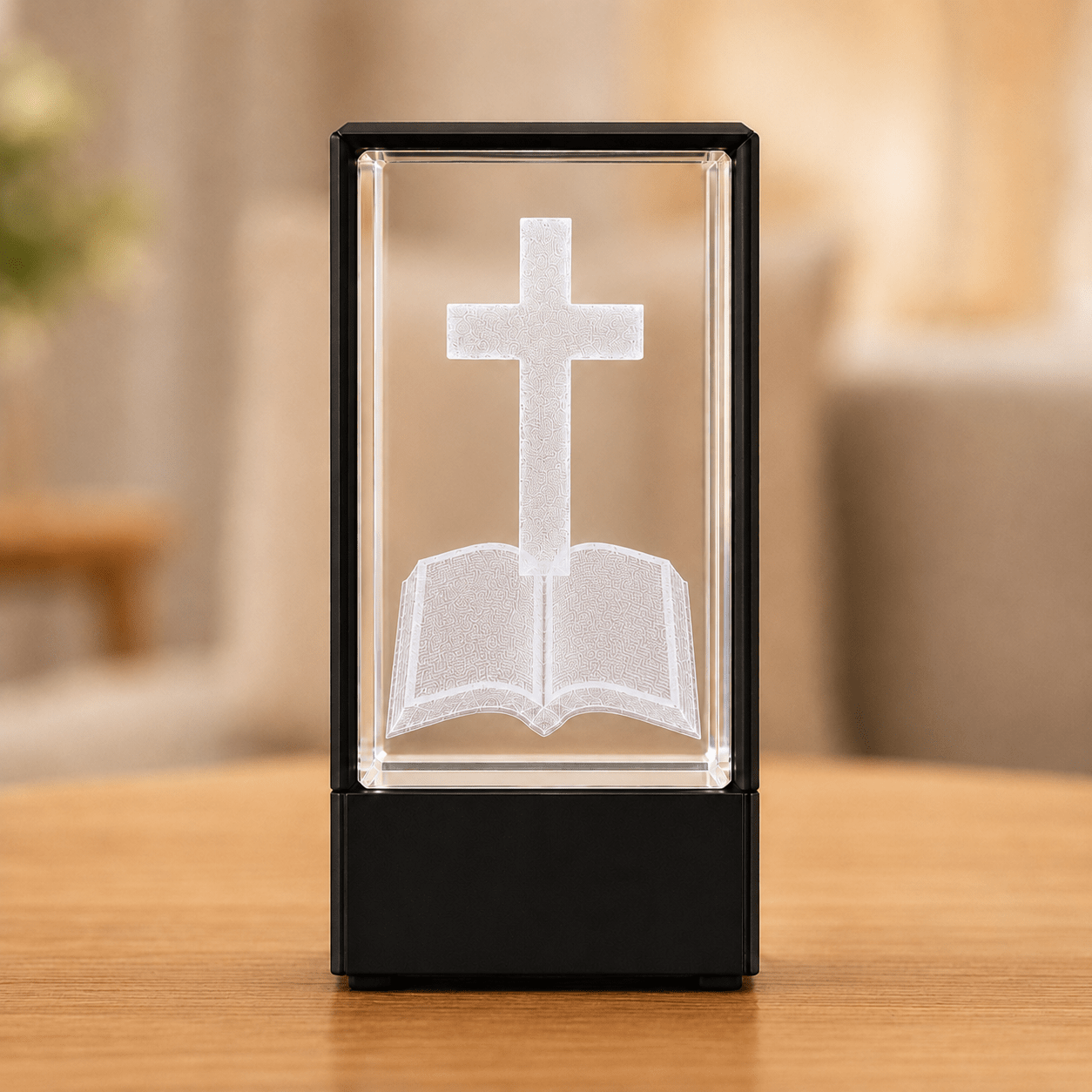 Cross with Bible Crystal Keepsake - Laverina