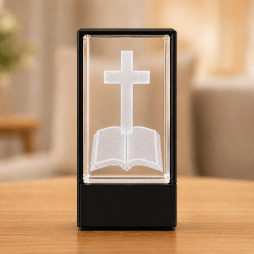Cross with Bible Crystal Keepsake - Laverina