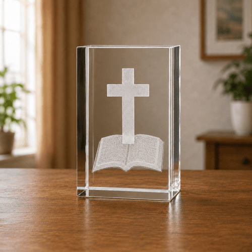 Cross with Bible Crystal Keepsake - Laverina