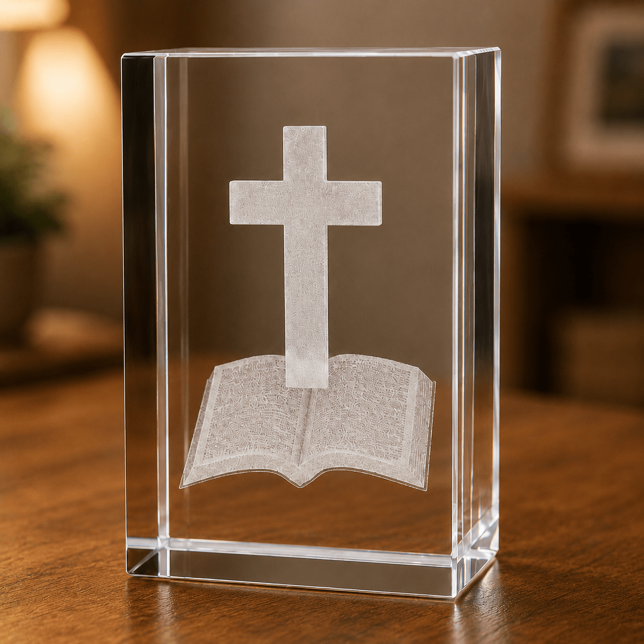 Cross with Bible Crystal Keepsake - Laverina