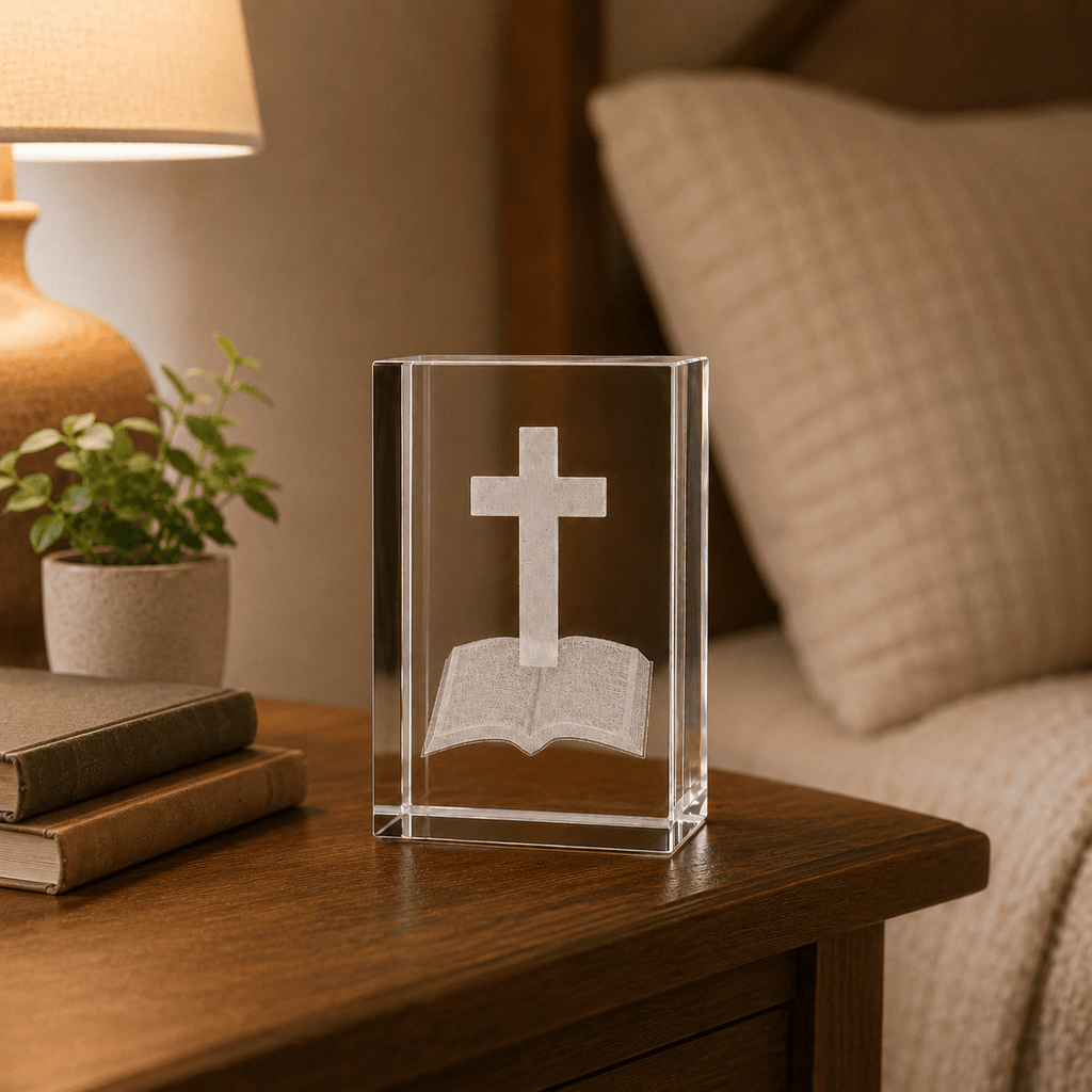 Cross with Bible Crystal Keepsake - Laverina
