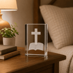 Cross with Bible Crystal Keepsake - Laverina