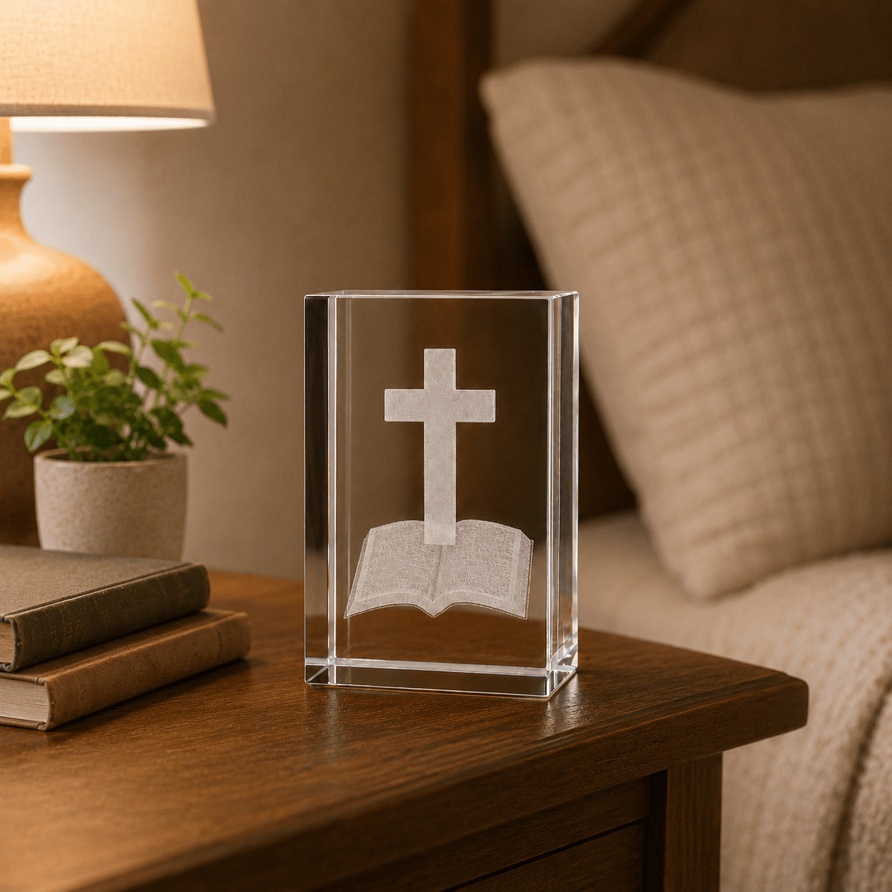 Cross with Bible Crystal Keepsake - Laverina
