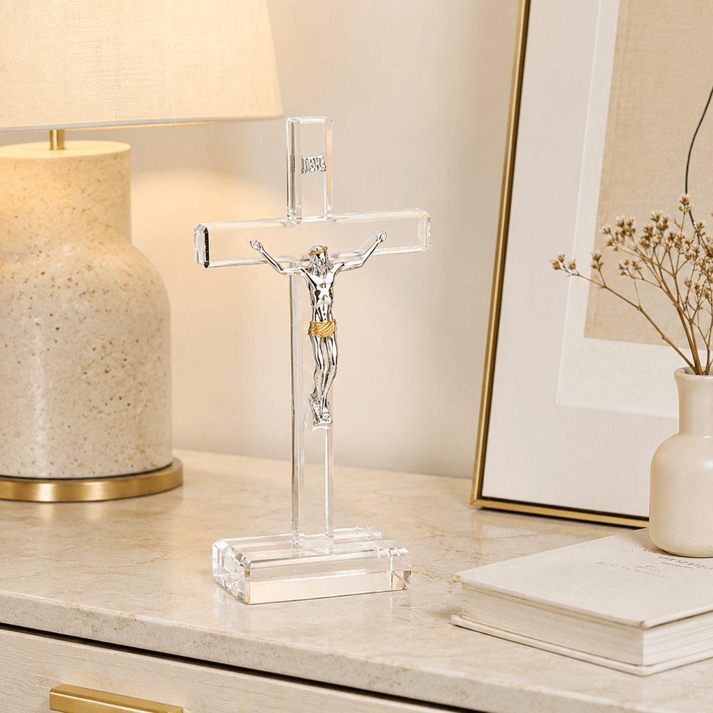 Crystal Cross with Jesus Figurine - Laverina