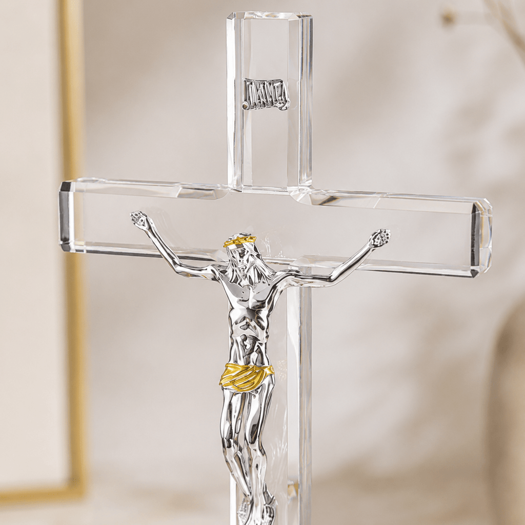 Crystal Cross with Jesus Figurine - Laverina