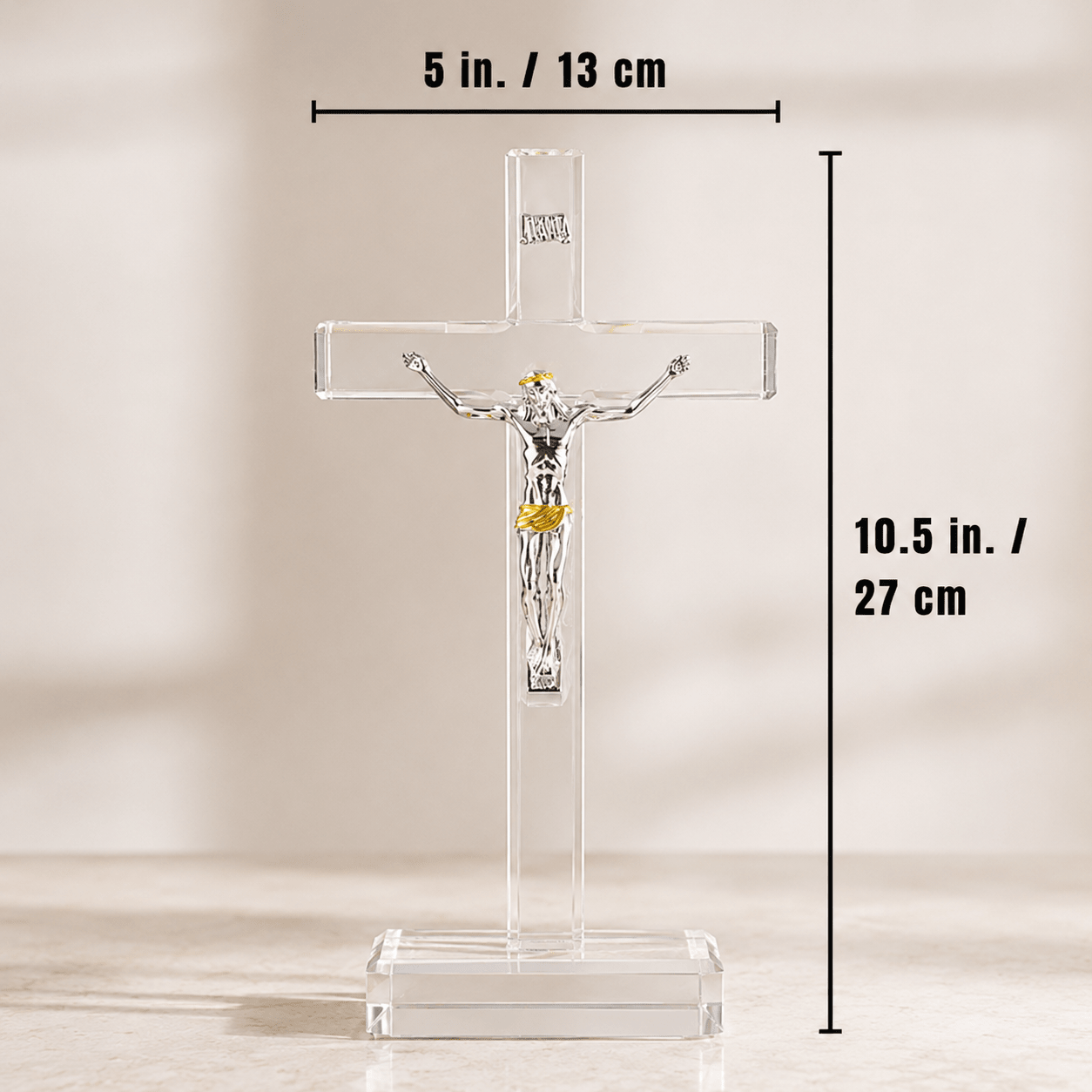 Crystal Cross with Jesus Figurine - Laverina