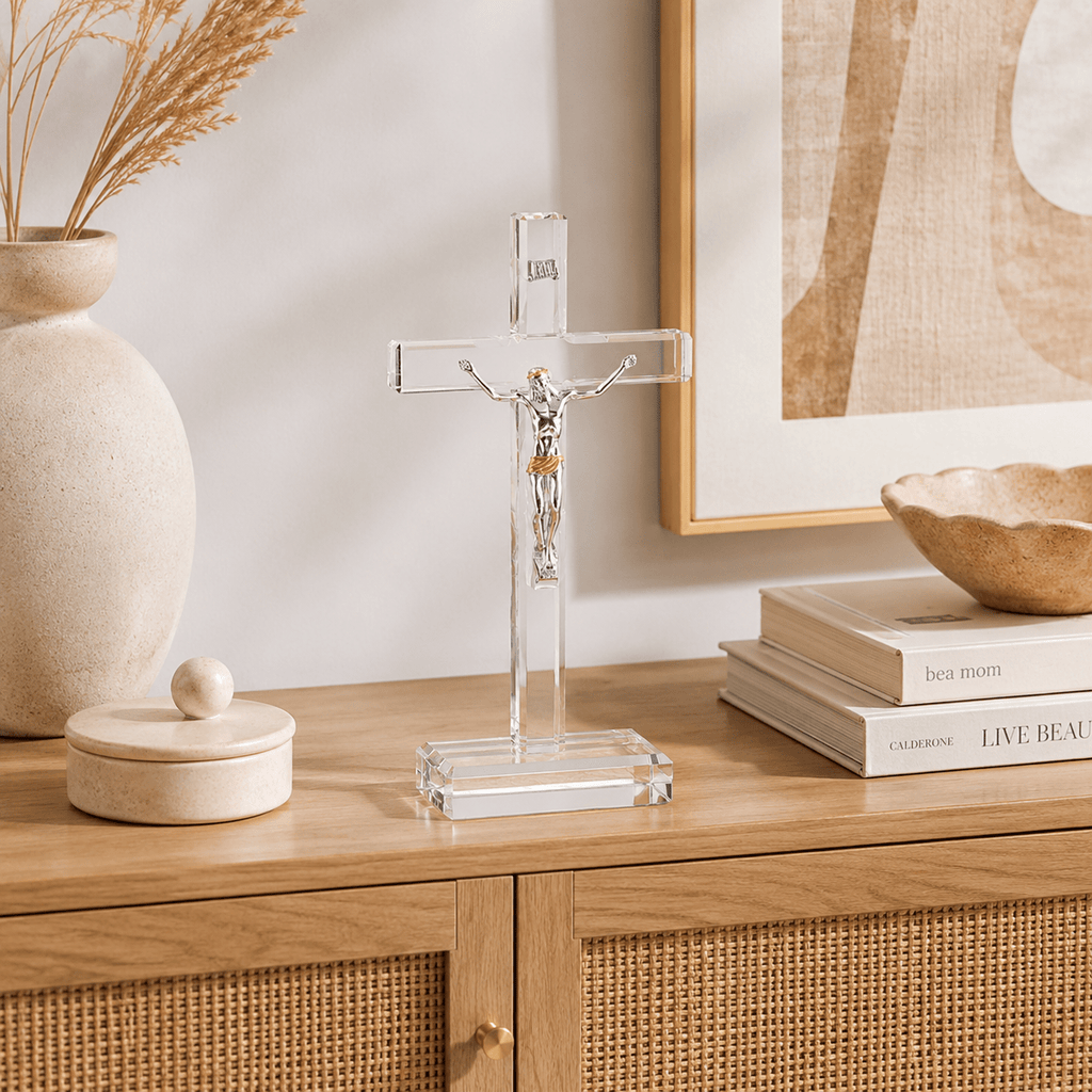 Crystal Cross with Jesus Figurine - Laverina