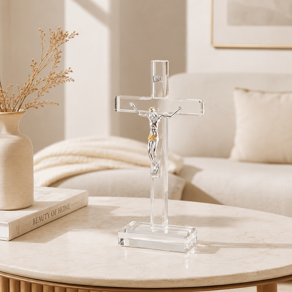 Crystal Cross with Jesus Figurine - Laverina