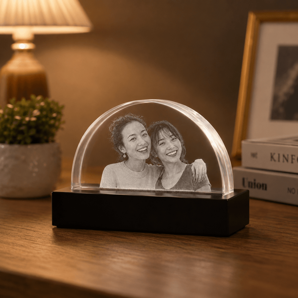 Custom 3D Crystal Arc Keepsake | Personalized Engraved Gift - Laverina
