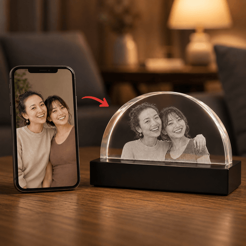 Custom 3D Crystal Arc Keepsake | Personalized Engraved Gift - Laverina