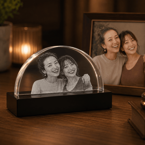Custom 3D Crystal Arc Keepsake | Personalized Engraved Gift - Laverina