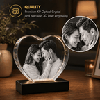Custom 3D Crystal Heart for Couples | Personalized Love Gift - Laverina