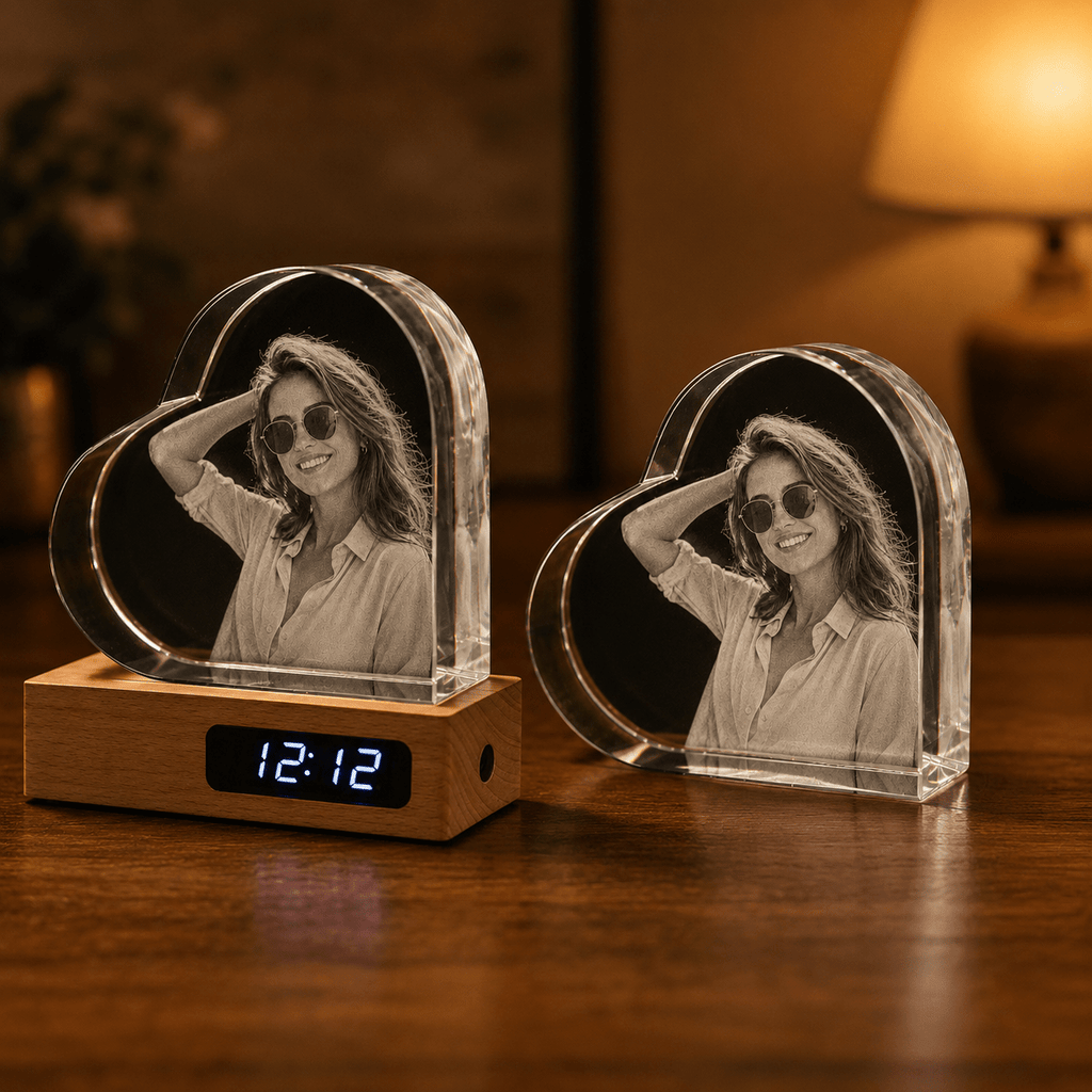 Custom 3D Crystal Heart Keepsake | Personalized Engraved Gift - Laverina