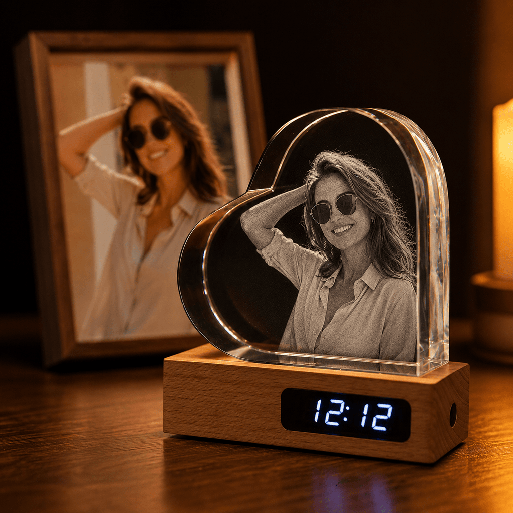 Custom 3D Crystal Heart Keepsake | Personalized Engraved Gift - Laverina