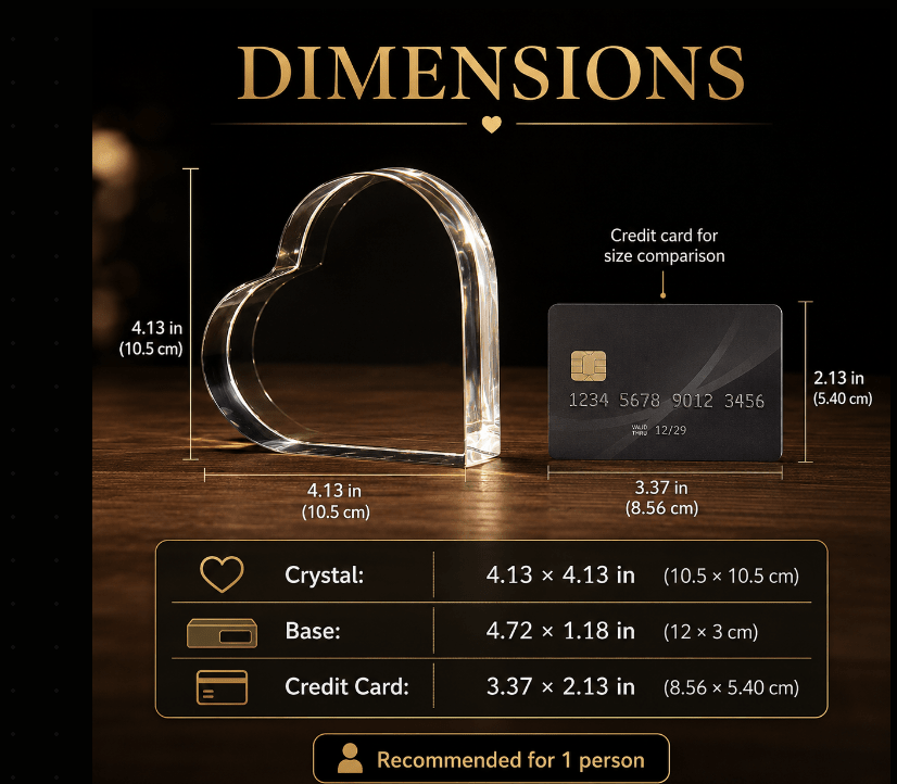 Custom 3D Crystal Heart Keepsake | Personalized Engraved Gift - Laverina