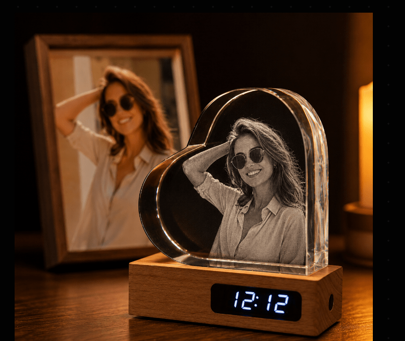 Custom 3D Crystal Heart Keepsake | Personalized Engraved Gift - Laverina