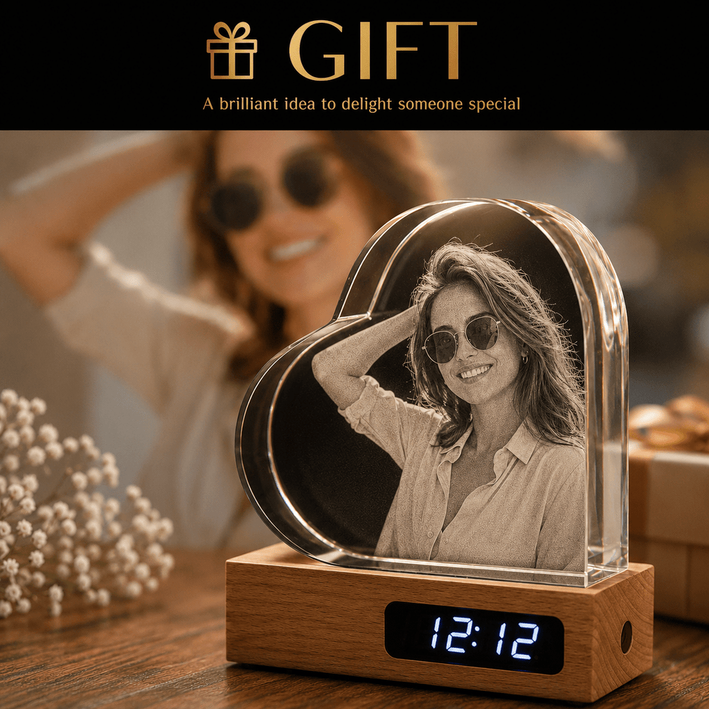 Custom 3D Crystal Heart Keepsake | Personalized Engraved Gift - Laverina