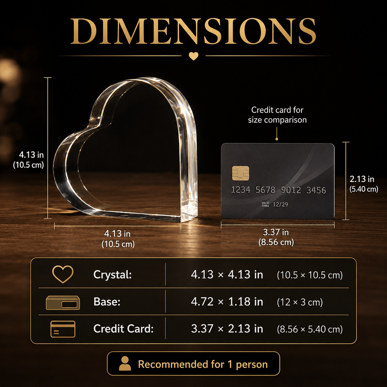 Custom 3D Crystal Heart Keepsake | Personalized Engraved Gift - Laverina