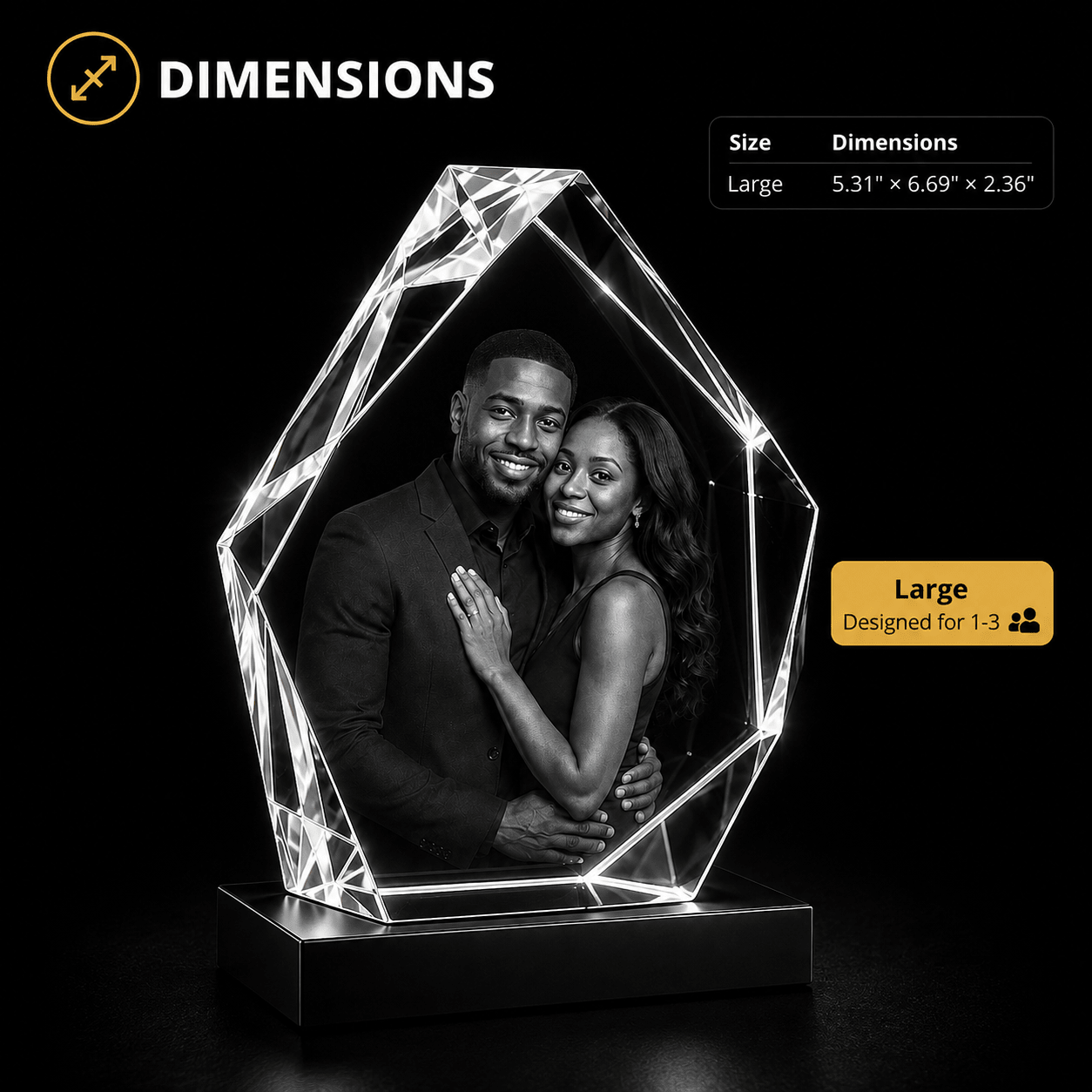 Custom 3D Crystal Hexagon Keepsake | Personalized Engraved Gift - Laverina
