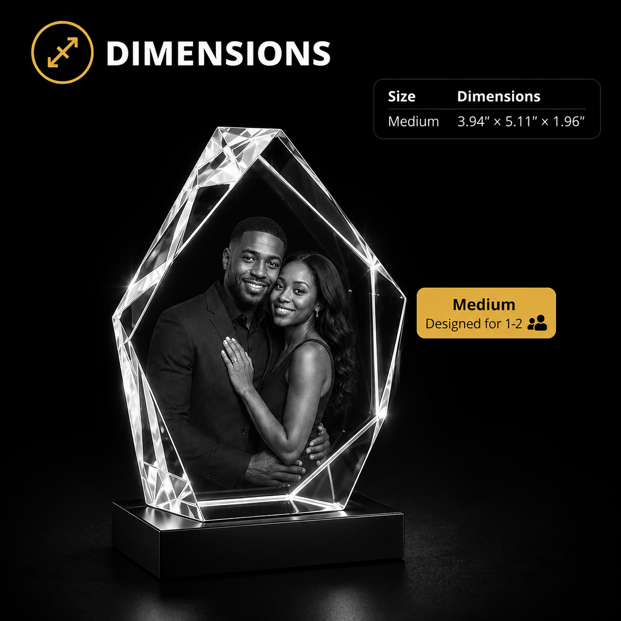Custom 3D Crystal Hexagon Keepsake | Personalized Engraved Gift - Laverina