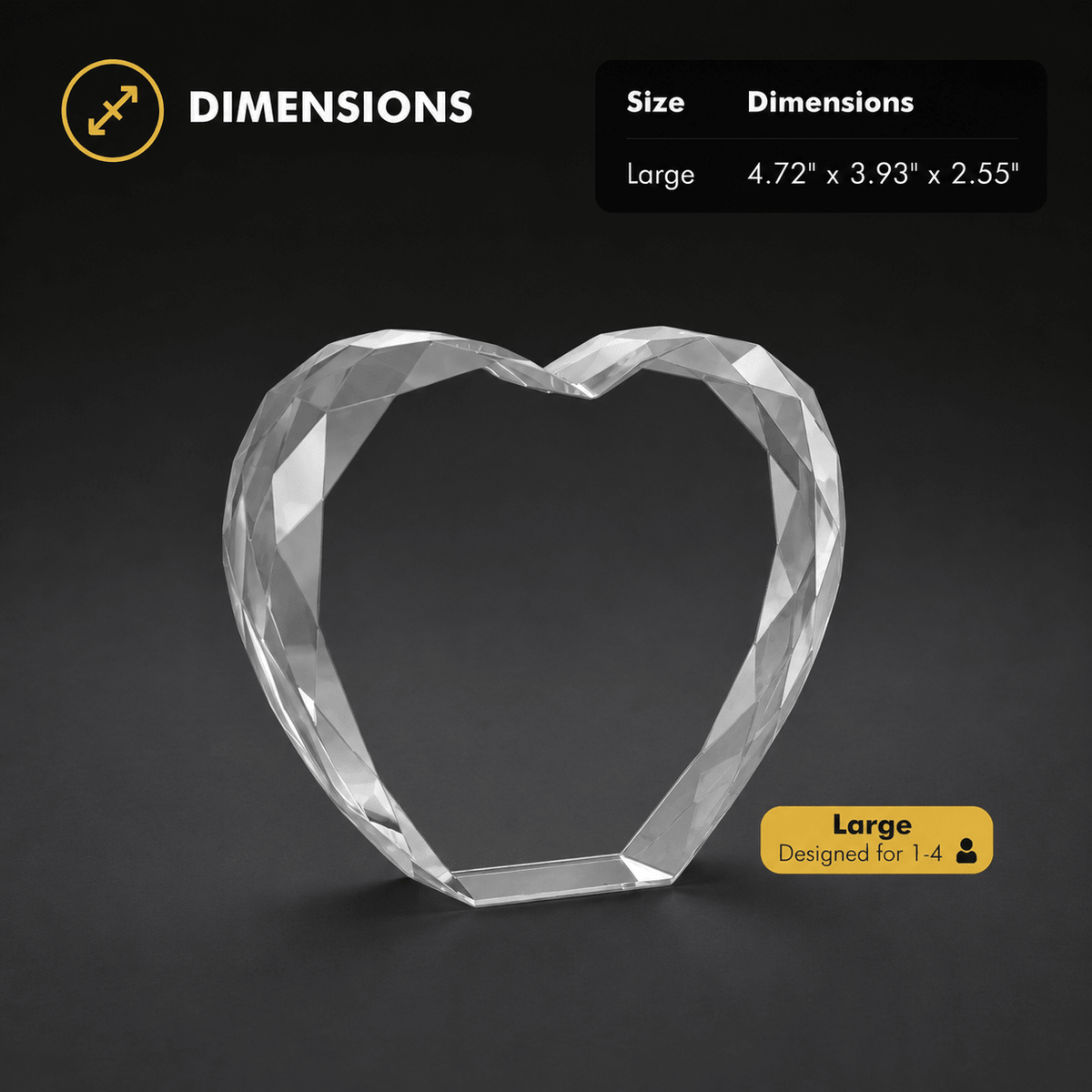 Custom 3D Multi-Faceted Heart Crystal - Laverina