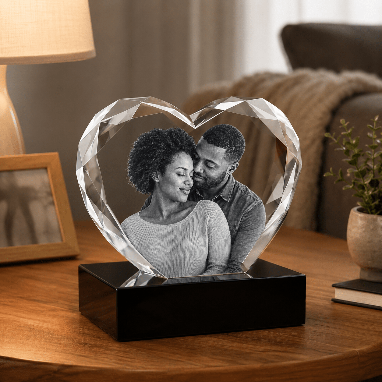 Custom 3D Multi - Faceted Heart Crystal | Personalized Engraved Gift - Laverina