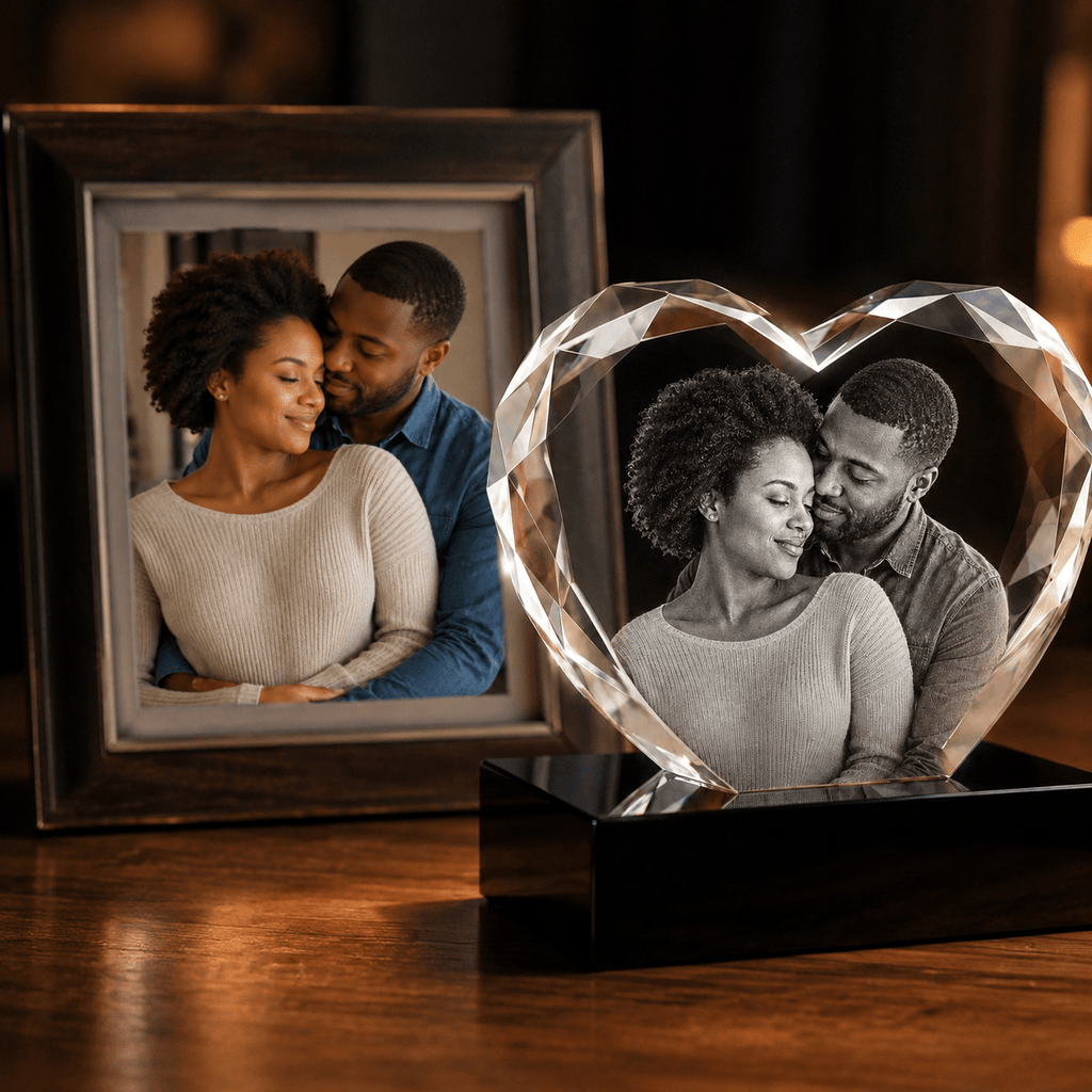 Custom 3D Multi - Faceted Heart Crystal | Personalized Engraved Gift - Laverina