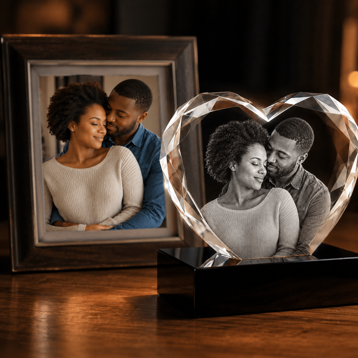 Custom 3D Multi - Faceted Heart Crystal | Personalized Engraved Gift - Laverina