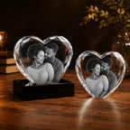 Custom 3D Multi - Faceted Heart Crystal | Personalized Engraved Gift - Laverina