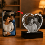 Custom 3D Multi - Faceted Heart Crystal | Personalized Engraved Gift - Laverina