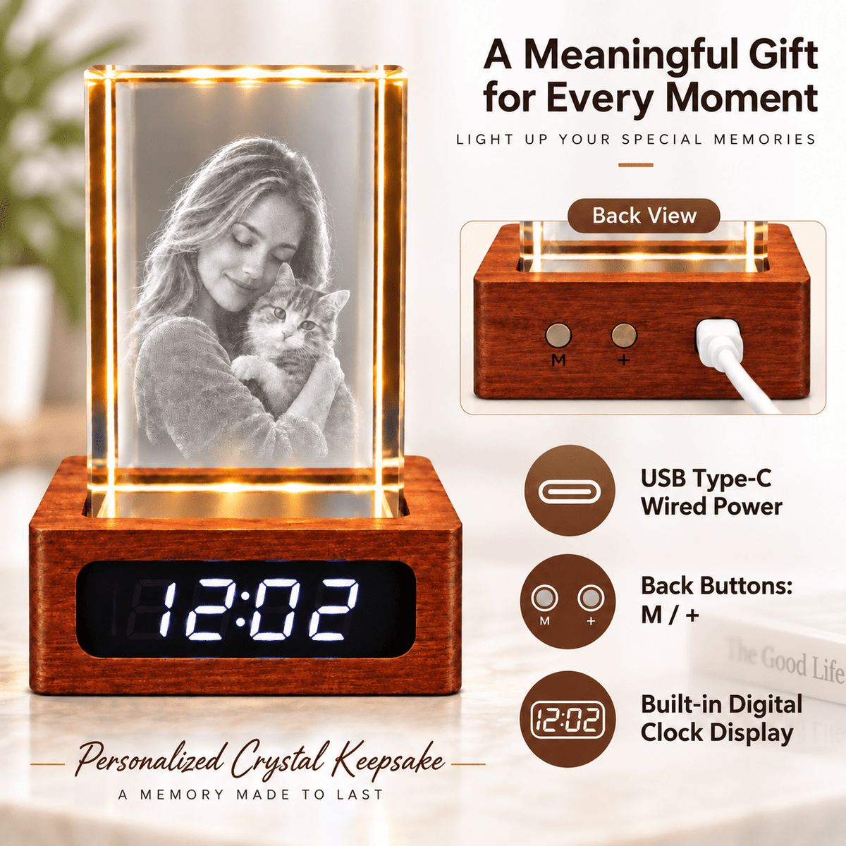 Custom Photo Crystal Keepsake Clock - Laverina