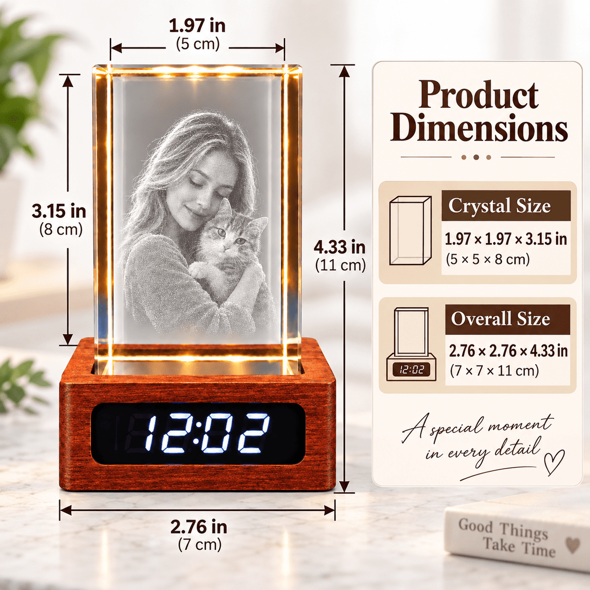Custom Photo Crystal Keepsake Clock - Laverina