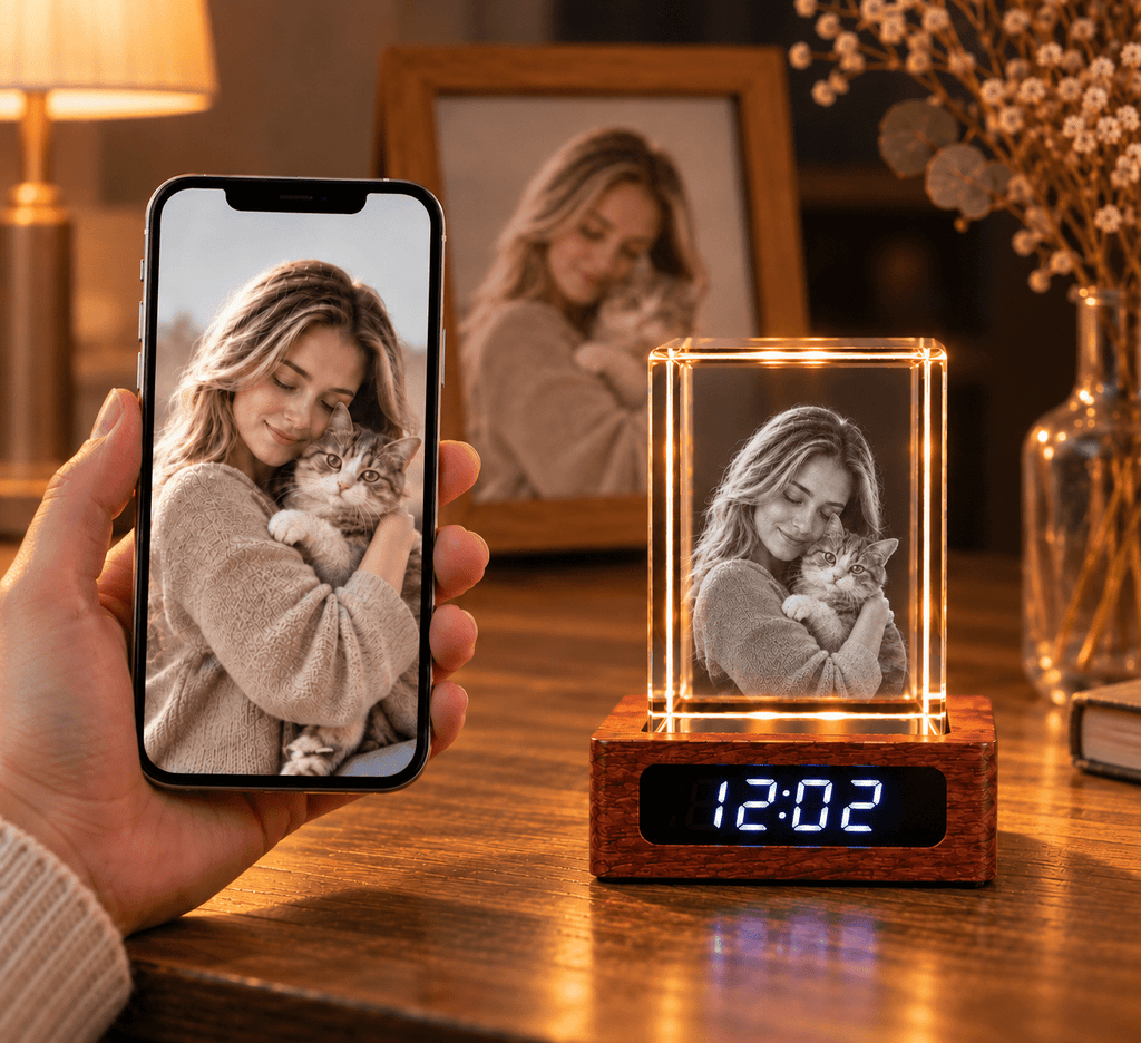 Custom Photo Crystal Keepsake Clock - Laverina