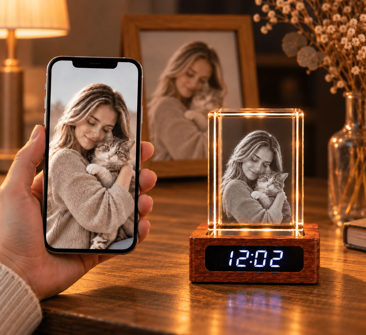 Custom Photo Crystal Keepsake Clock - Laverina