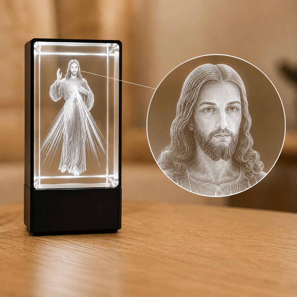 Divine Mercy Jesus Crystal Keepsake - Laverina