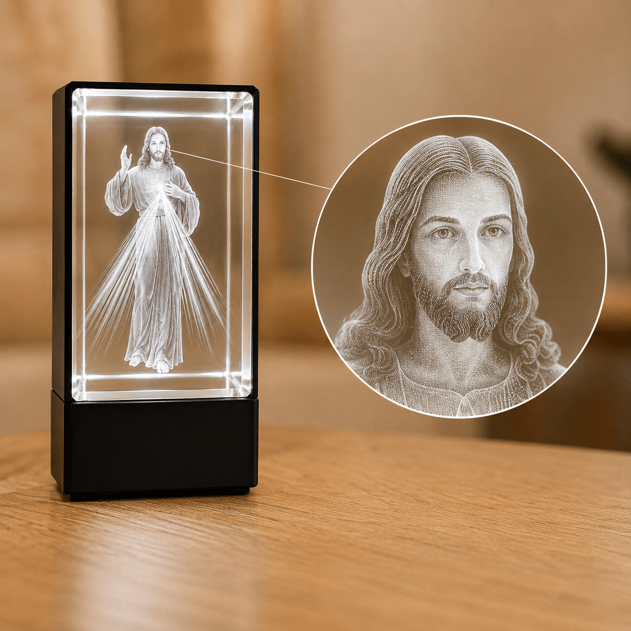 Divine Mercy Jesus Crystal Keepsake - Laverina