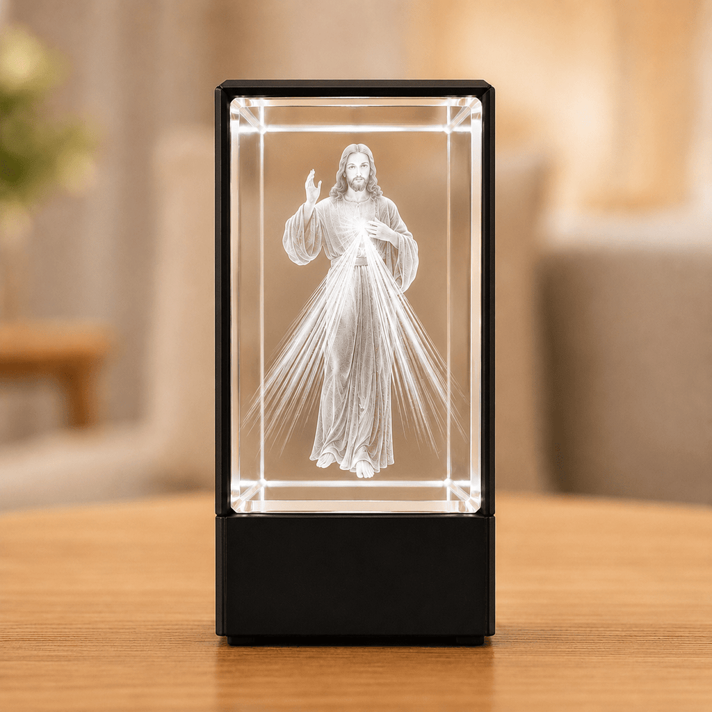 Divine Mercy Jesus Crystal Keepsake - Laverina